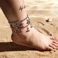 bohemia beach crystal cherry chain anklets for women 2021 new pink rhinestone cherrys tennis ankle foot bracelet trendy jewelry
