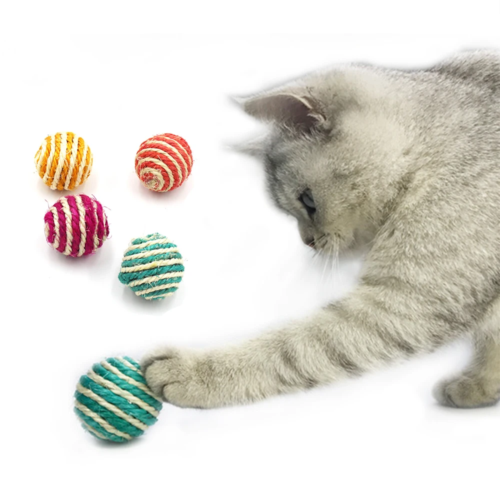 

Cute Funny Pet Toys for Cats Interactive Puzzle Training Sisal Rope Weave Ball Teaser Play Chewing Rattle Scratch Catch Cat Toy