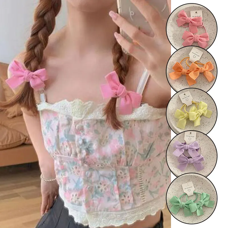 2 шт. милые корейские однотонные аксессуары для волос с бантом |