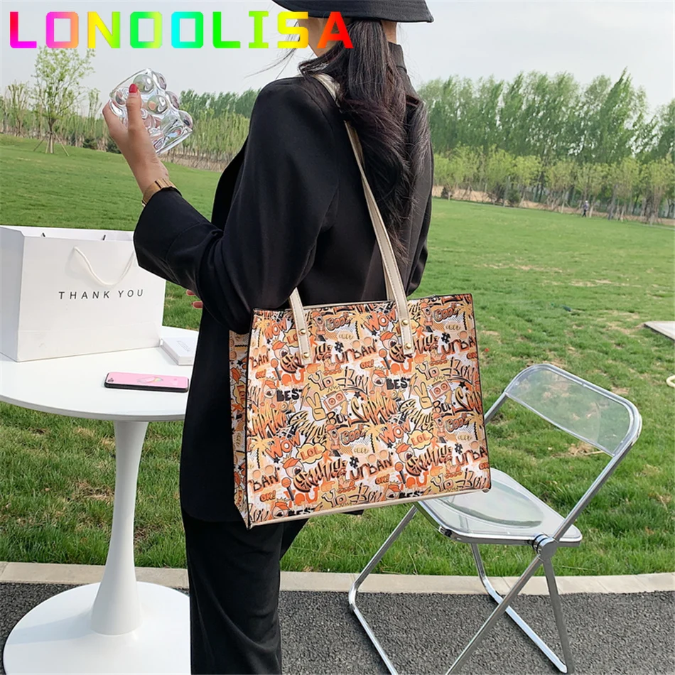 Сумки из искусственной кожи с мультипликационным рисунком вместительные сумки