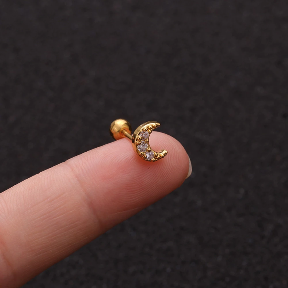 

1Pcs Small Floral Cz Tragus Cartilage Rook Helix Snug Conch Earring 16G Prong Gem Monroe 16G Tragus Helix Ear Piercing Earrings