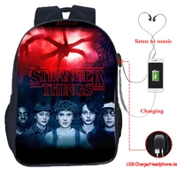 hot stranger things cool fashion backpack travel bags usb charging backpack 16inch student school shoulder bags