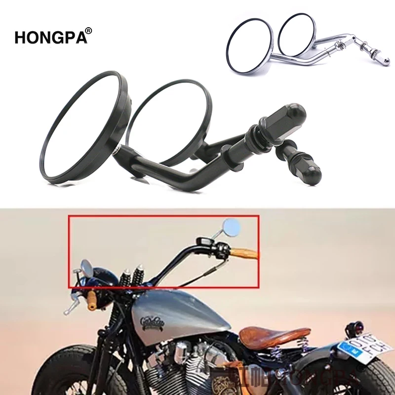 Черное/хромированное круглое зеркало заднего вида для Harley Sportster 883 1200 Iron Softail Dyna