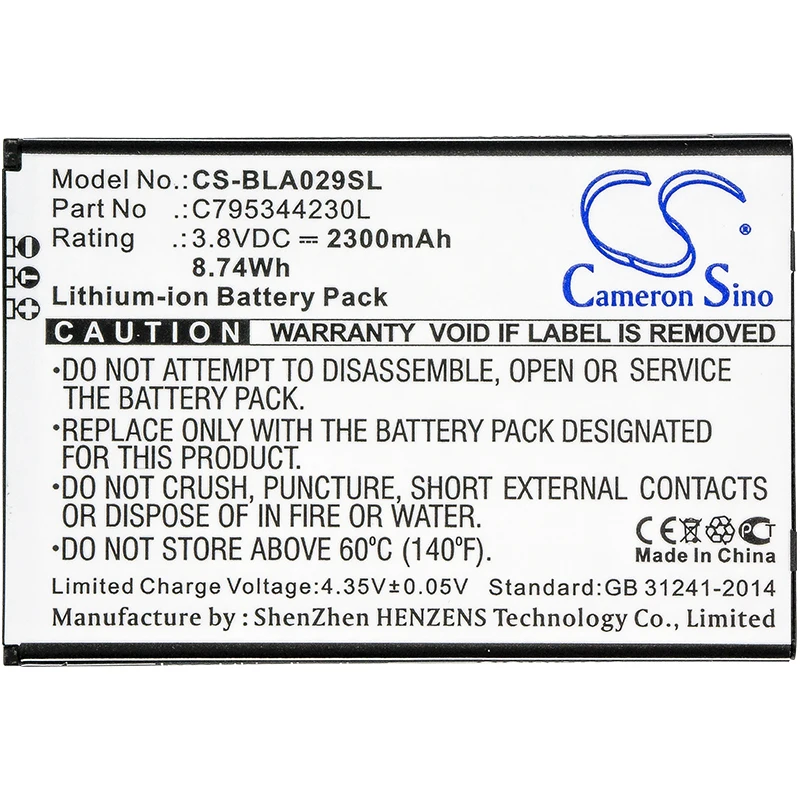 

Cameron Sino 2300mAh Battery for BLU S0290UU Studio J5,C795344230L