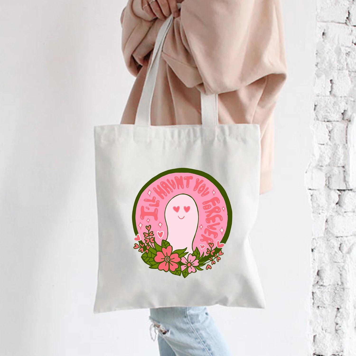 

Вместительная Холщовая Сумка-тоут в готическом стиле, сумочка на плечо в стиле ольччан, шоппер для покупок с милым рисунком для путешествий