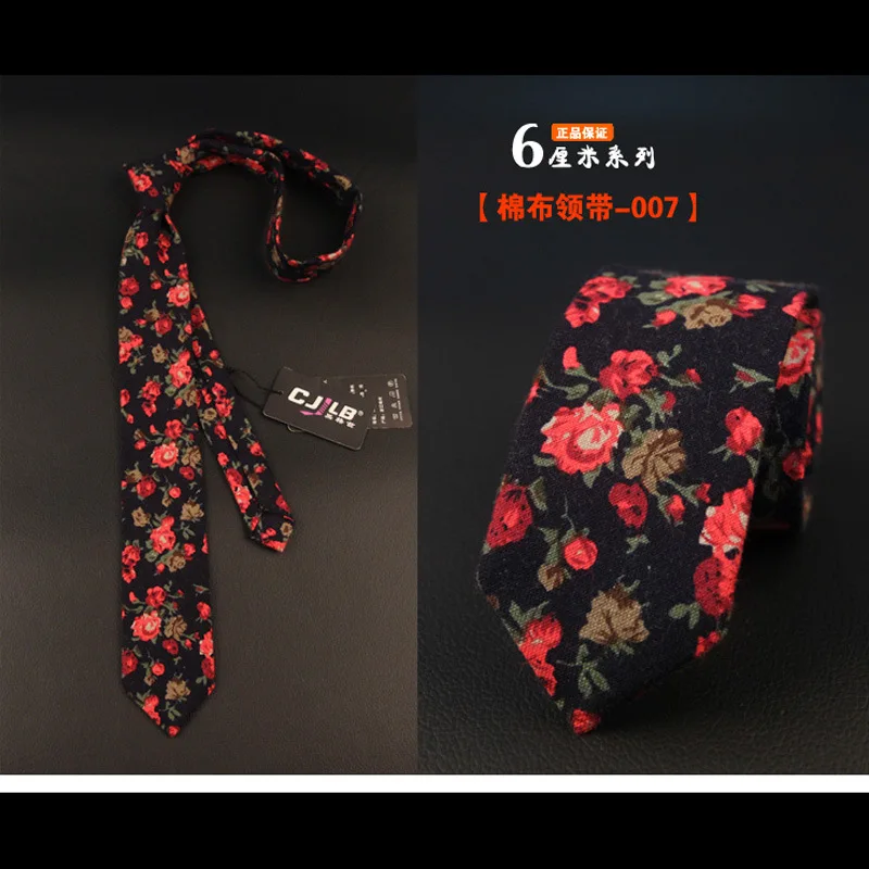 

6cm Floral Printed Necktie for Mens Cotton Skinny Neck Ties Fashion Wedding Party Tie Shirt Mujer Vestil Custom LOGO