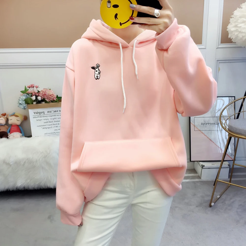 Женская зимняя толстовка с капюшоном и передним карманом|Женские толстовки