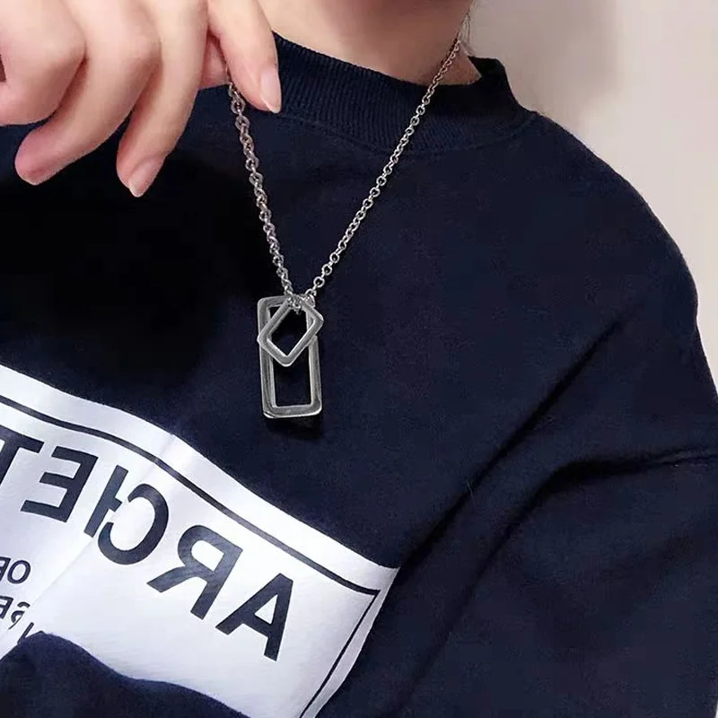 

INS Simple Space Geometric Necklace Triangle Pendant Wild Personality Trend Street Hip Hop Student Jewelry Chain