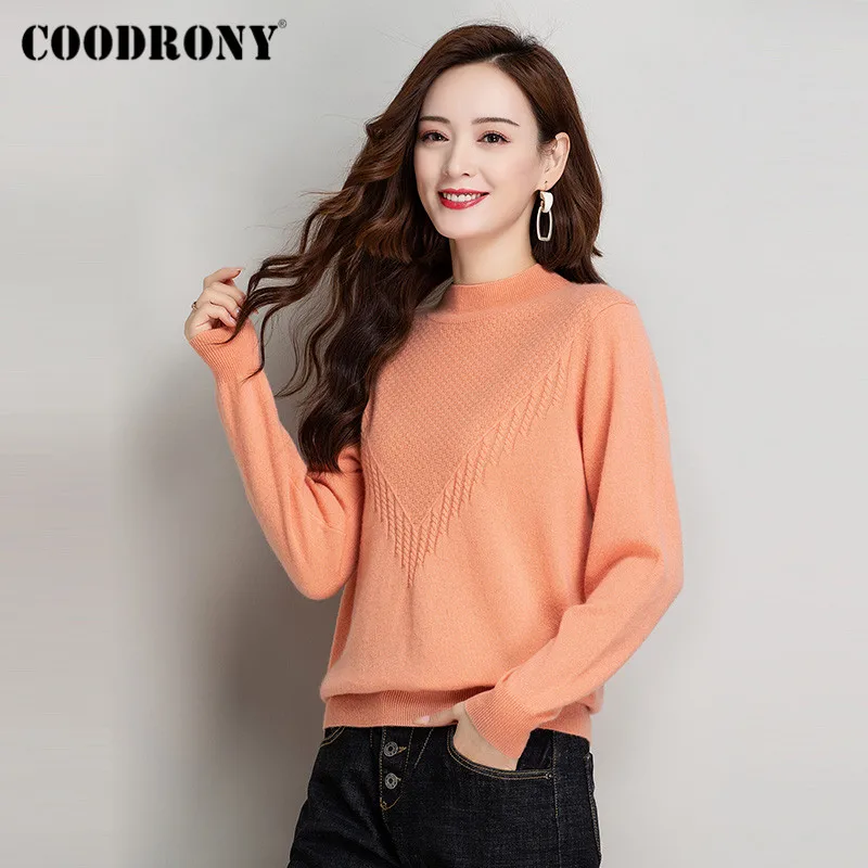 

COODRONY/брендовые Новые осенне-зимние высококачественные кашемировые женские джемперы из мериносовой шерсти; Элегантные вязаные облегающие ...