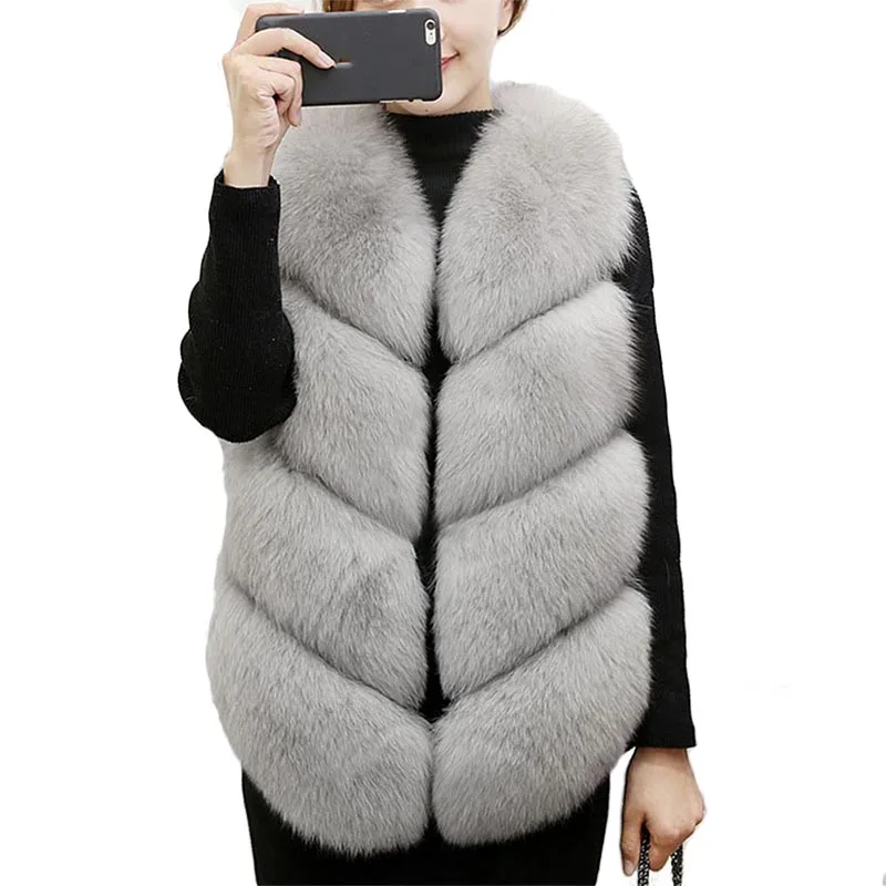 

Женский удлиненный жилет из искусственного лисьего меха SHERAN, теплая шуба, Осень-зима 2018