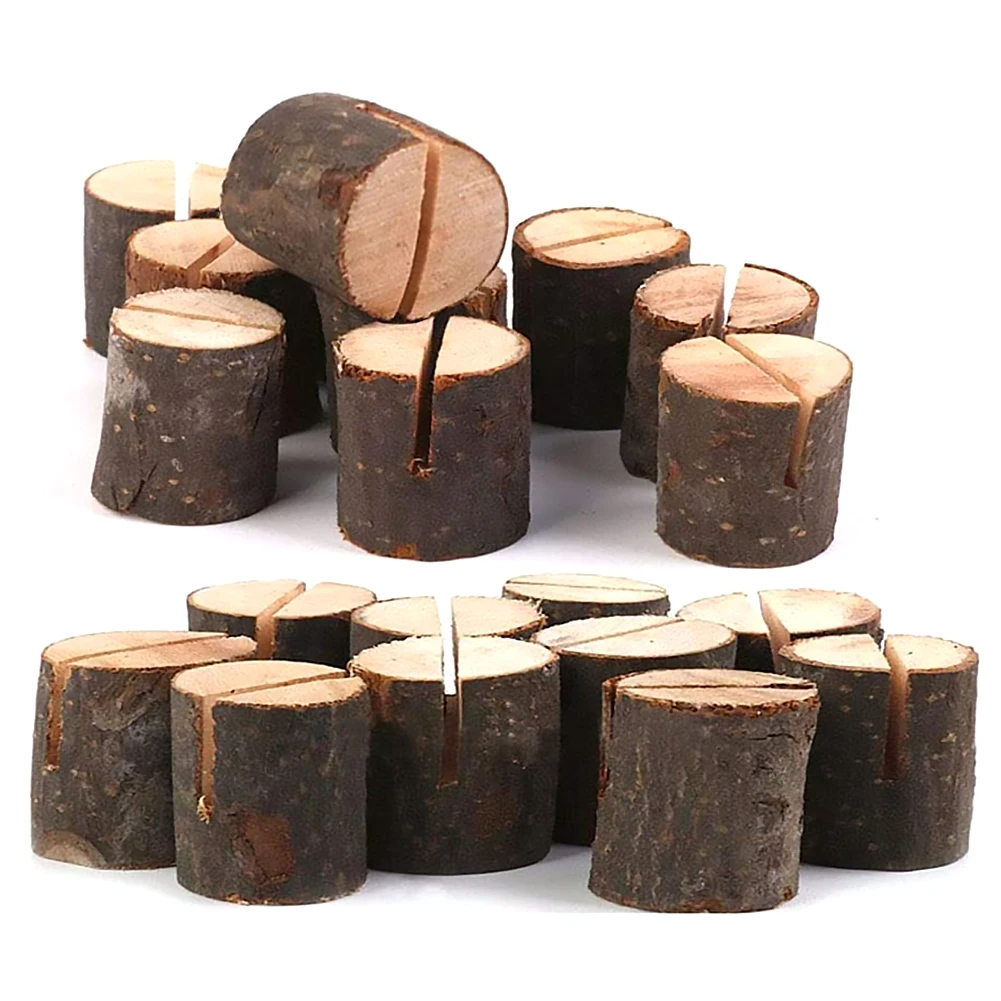 

Wooden Cylindrical Stakes Notes Folder Portable Veneer Picture Stump Clip Craft for Household Bedroom Accessories