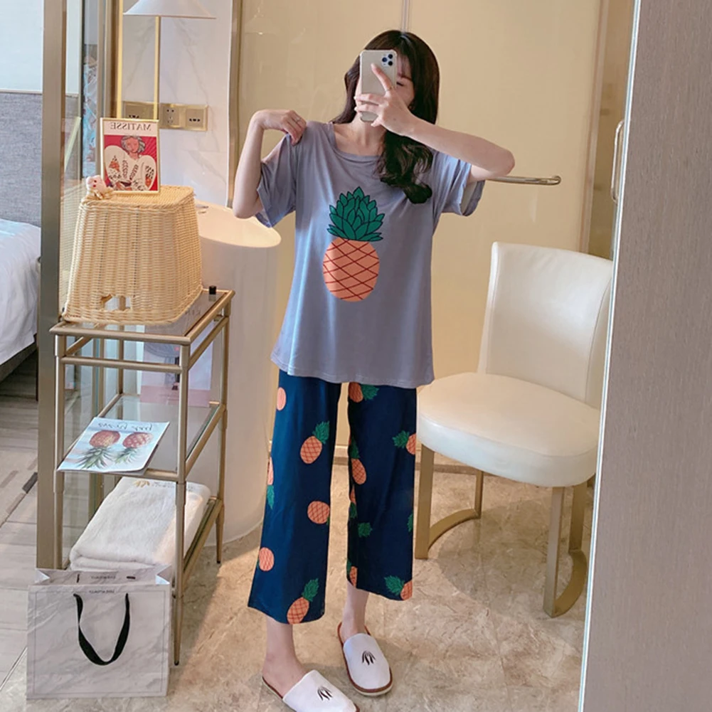 Женский пижамный комплект с принтом ананаса авокадо фруктов|Комплекты пижам| |