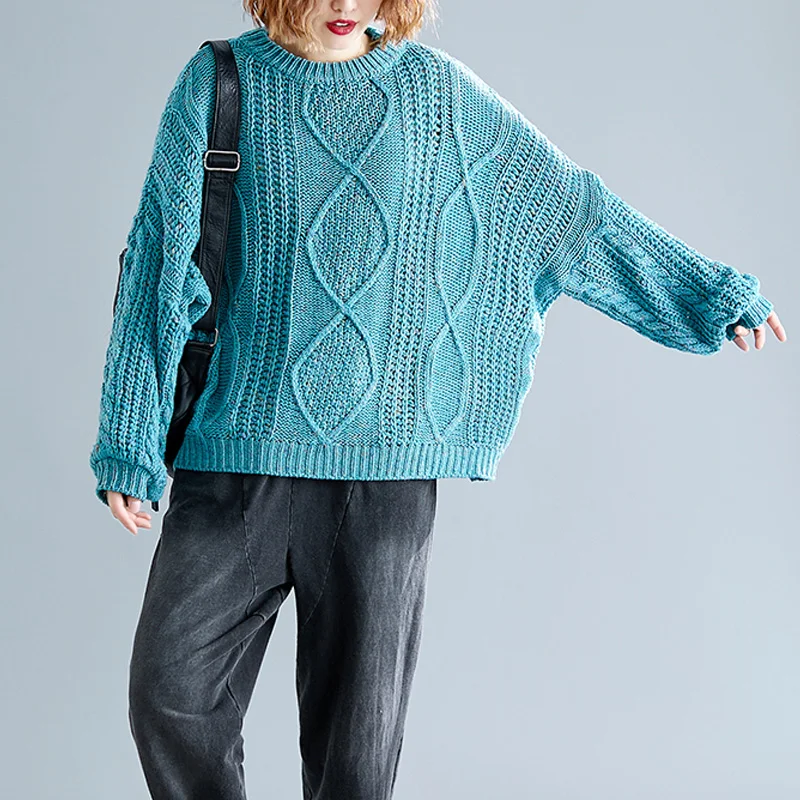 

2020 New Autumn Winter Hollow Out Waist Sweater Women Fashion Plus Size High Elastic Twist Knit Pullovers Female Jumper Oversize