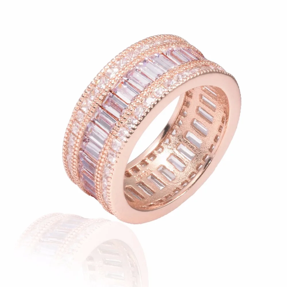 Роскошное модное кольцо с серебряным и розовым золотом покрытое драгоценными