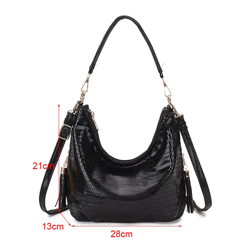 pu leather designer handbags 2021 girl shopper fashion casual new crocodile pattern tassel large capacity hobo bag shoulder bags free global shipping