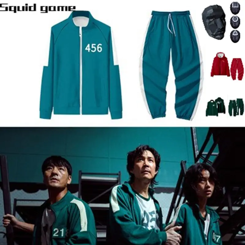 

Squid game jacket men's Li Zhengjae same sportswear 456 Printing Pocket Sweatshirts Set Same style for men and women Cosplay