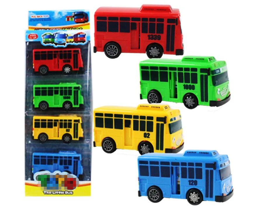 Model four-piece Мультфильм аниме Q Edition автобус скользящая задняя мощность маленький автобус катапульта Tayo маленький автобус модель маленький автобус парковка - Цвет: Model four-piece