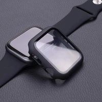 full cover for apple watch series se 6 5 4 3 2 matte plastic bumper hard frame case with glass film for iwatch screen protector