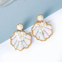 new bohemian sequin beads leaves earrings high quality fashion rhinestones cute earring jewelry for women luxury earrings