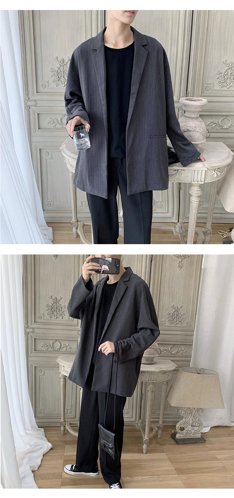 Hongkong Autumn Men Blazer Black Oversized Blazer Masculino Yuppie Style Men Blazer hombre