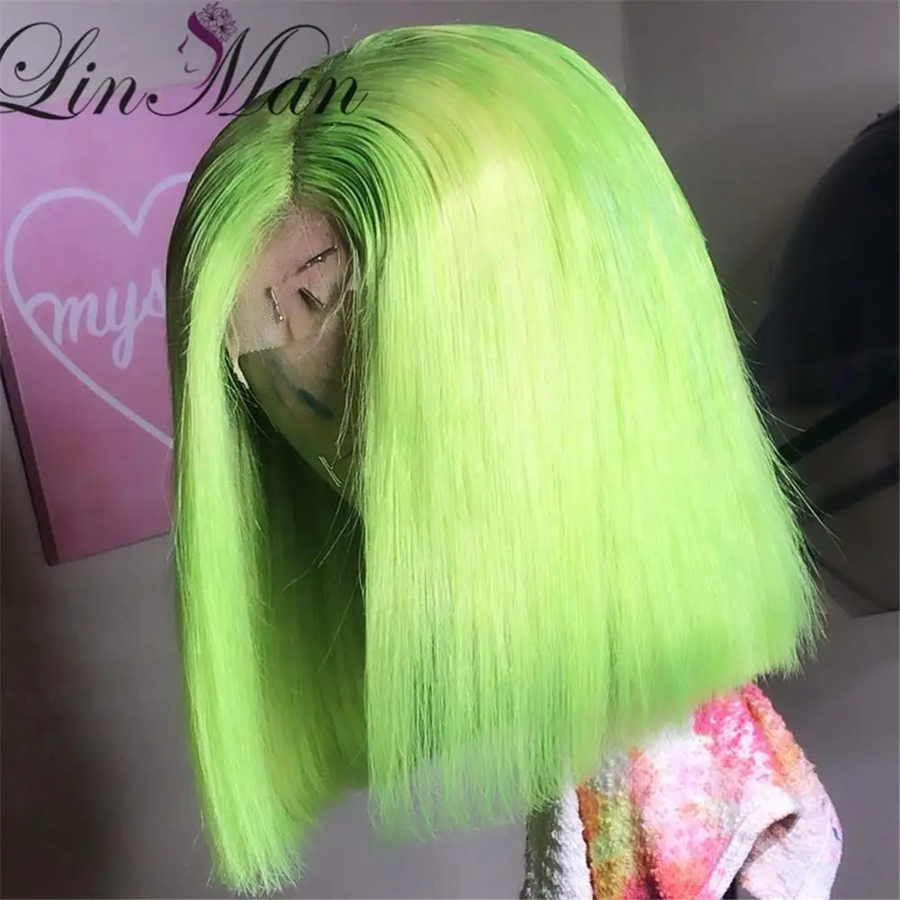 

Парики из человеческих волос с кружевной частью, шелковистые прямые короткие передние парики для черных женщин, предварительно выщипанные ...