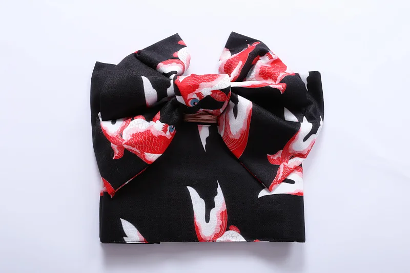 Japanese Crane Kimono Belt Cosplay Costumes Shaped Bow Waist Cover Kimono Bathrobe Waist Printed Flower Kimono Yakata Obi