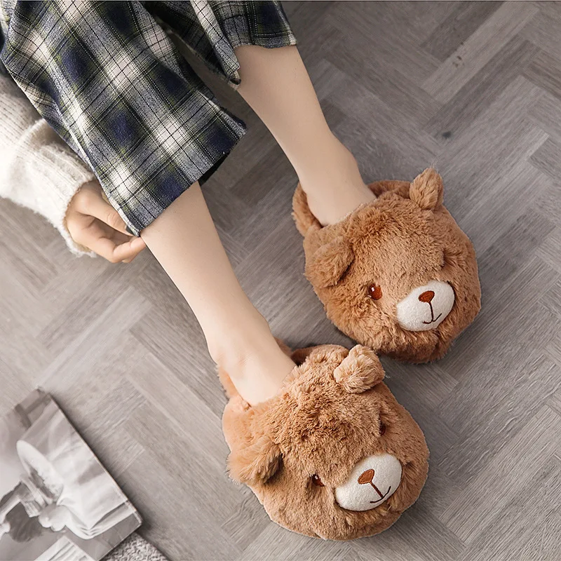 Новинка японские домашние тапочки kawaii bear женские парные Нескользящие сланцы