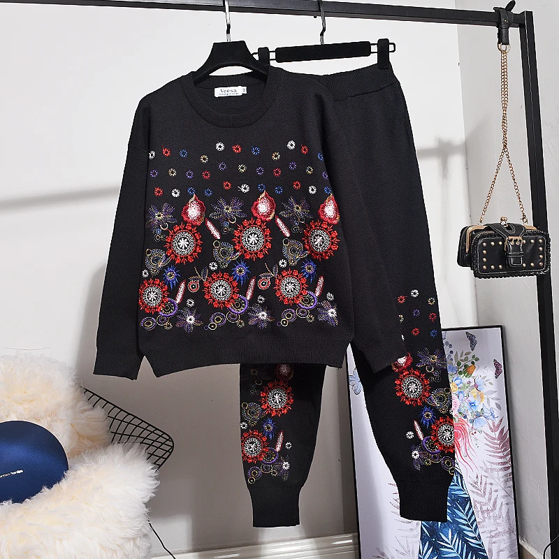 Новый зимний модный спортивный костюм женский осенний комплект из двух