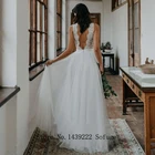 Простое кружевное свадебное платье цвета слоновой кости, с аппликацией, с открытой спиной, официальное свадебное платье на заказ