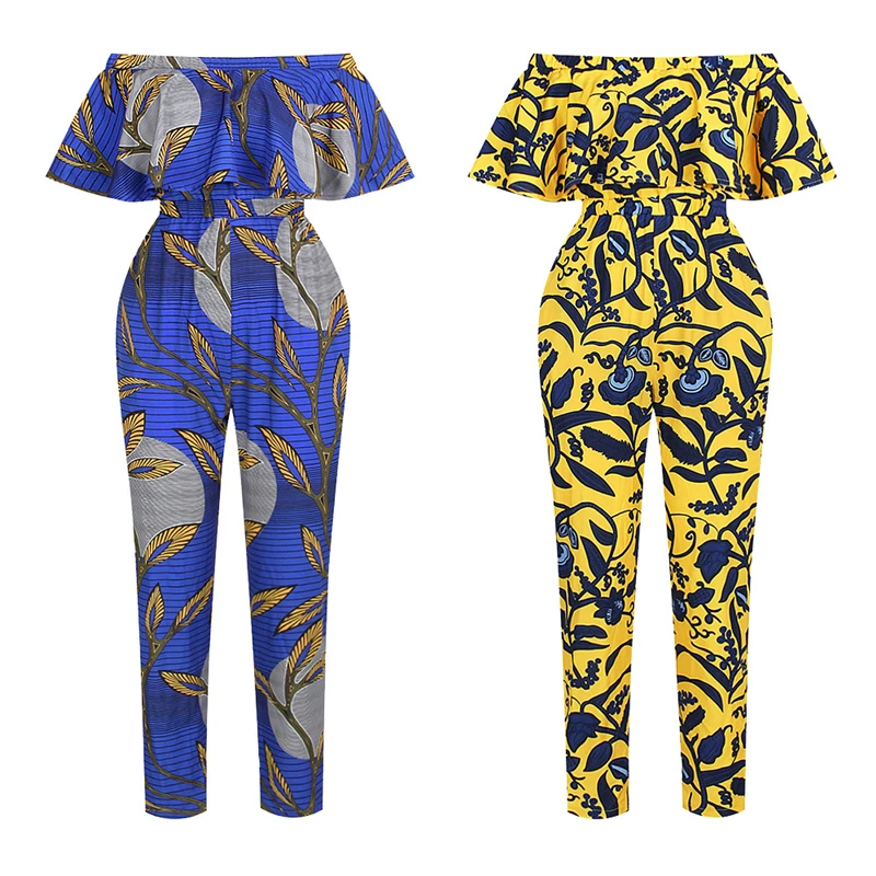 Модная женская одежда 2021 Новинка комбинезон в стиле Анкары с открытыми плечами и