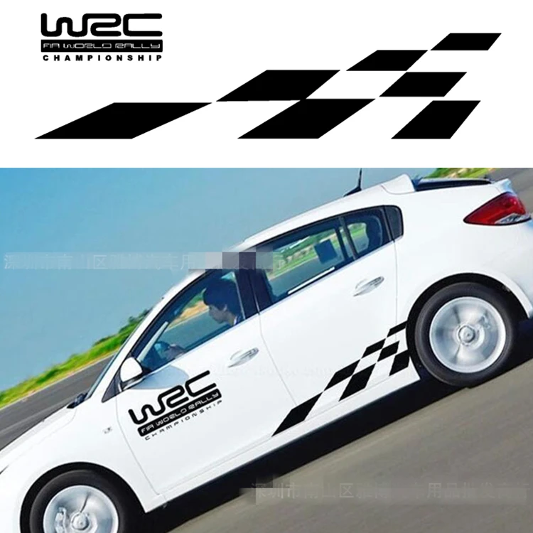 Наклейки на автомобиль 4 шт. креативные наклейки WRC Check Flag Rally Racing для Ford Citroen весь