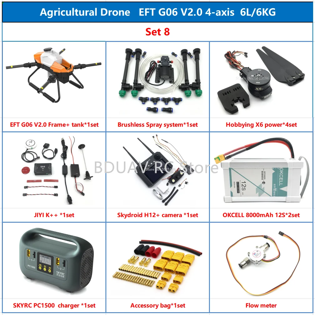 

2021 NEW EFT G06 V2.0 6L drone Four-axis 6KG RC Agriculture Spray System Extension Rod Sprayer Plant UAV Drone x6 Accessories