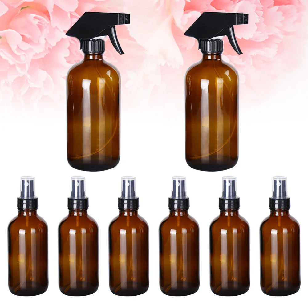 

8 Pcs Brown Color Spray Bottle Glass Small Empty Dispense Bottle Perfume Liquid Dispenser for Makeup Skin Care Use (6 Pcs 120ml