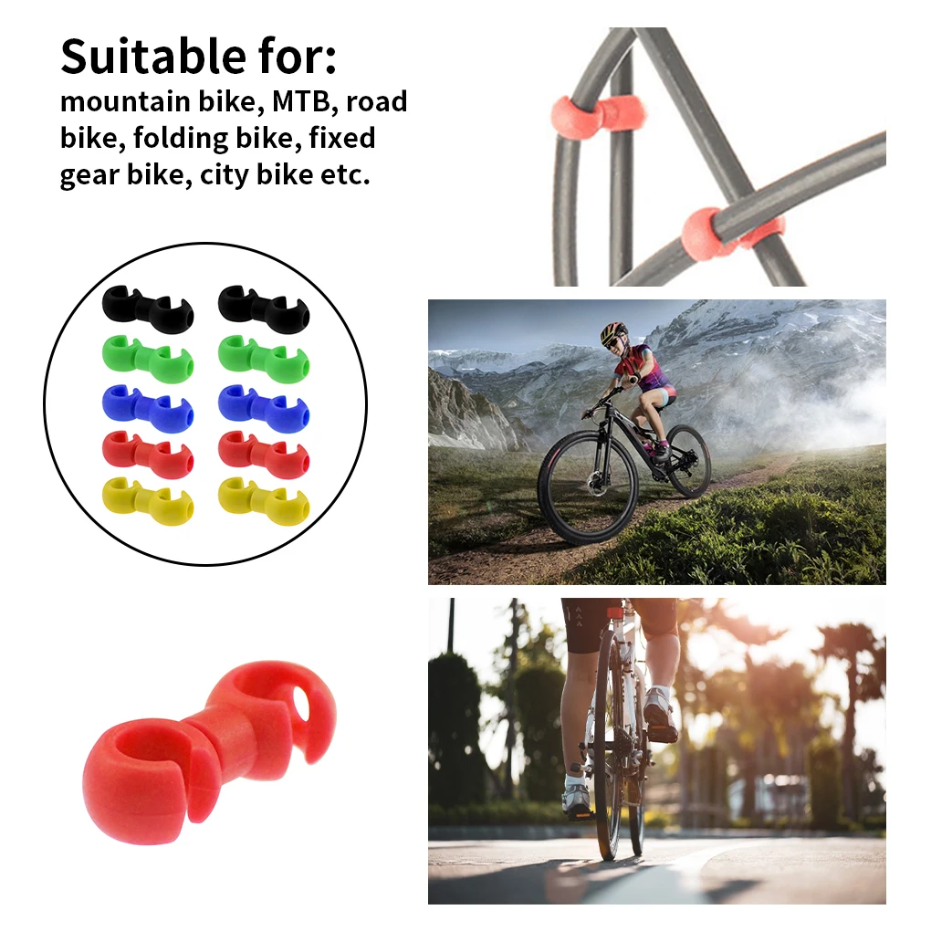 

10pcs/bag Bicycle Brake Cable Clips Plastic S Bike Line Buckles Portable 360 Rotatable MTB Wire Clamps, Mixed Color