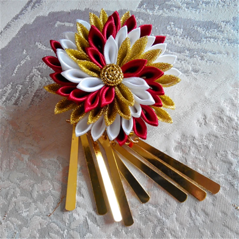 1 шт. заколка для волос ручной работы в японском стиле с цветами и кисточками