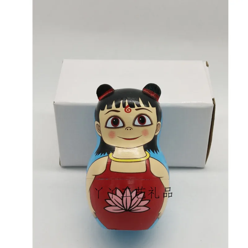 

5 Layers Hand-Made Russia Doll Wooden Arts China Cartoon Baby Nezha Figures 13cm Children Birthday Cartoon Toy Gift