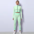 Женский бесшовный костюм для йоги на молнии, спортивная одежда для тренировок в тренажерном зале, одежда для фитнеса, Топ с длинным рукавом и высокой талией, 2021, 23 шт.