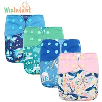 2pcs wizinfant os pocket cloth diaperswith one back elastic pocketwaterproofreusable and breathablefor 5 18kg baby