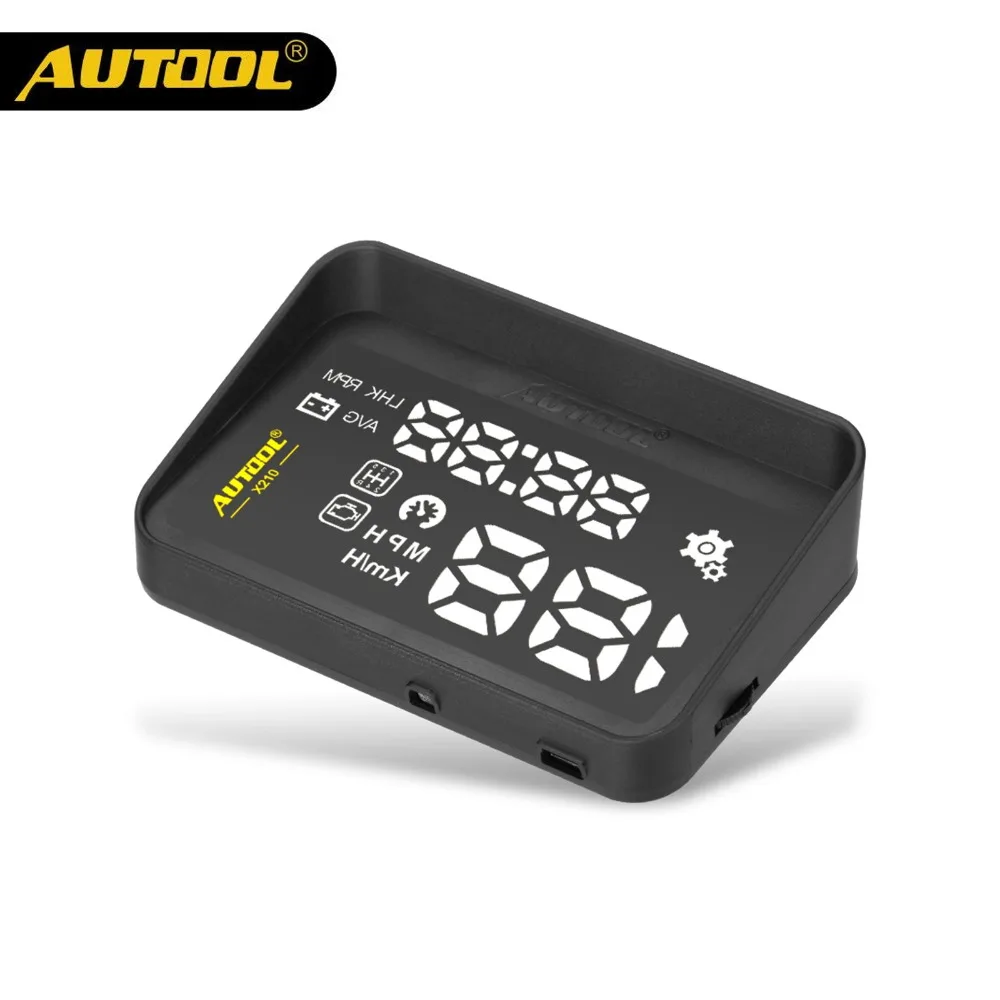 AUTOOL X210 Авто HUD Автомобильный дисплей цифровой скорости лобового стекла проектор Проекция автомобиля Автомобильный OBD 2 II скорость метр