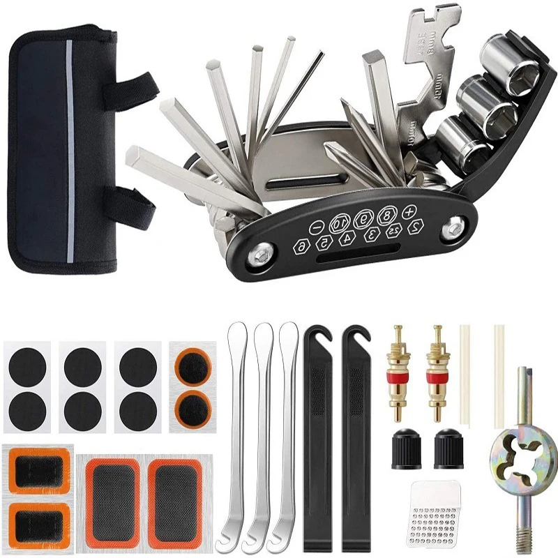 

Bicycle Repair Tools Kit Bike Accessories Multi Tool Set With Pump Tire Patch Portable Mountain Road BikeTire Auto Tool Set
