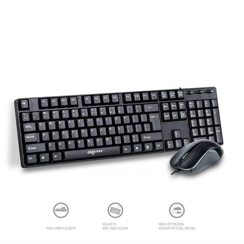 

WQ9520 Wired USB Keyboard and Optical Mouse Combos Standard 104 Keys and 3D Optical Mouse for Home Office Desktop