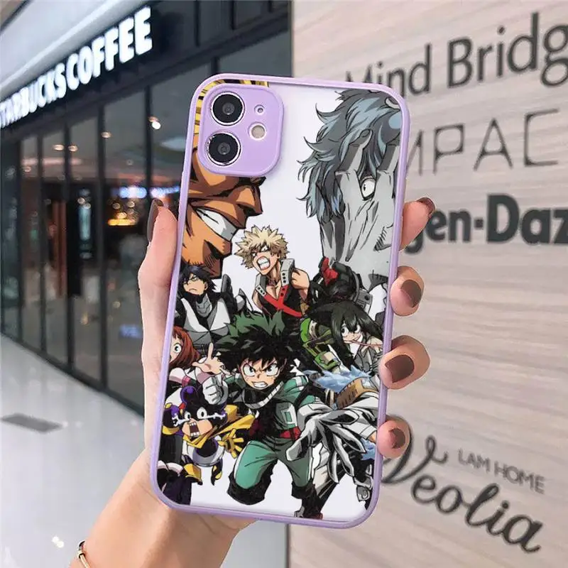 

Hero Academia japanese anime luxury Phone Cases shell matte transparent For iphone 7 8 11 12 plus mini x xs xr pro max cover
