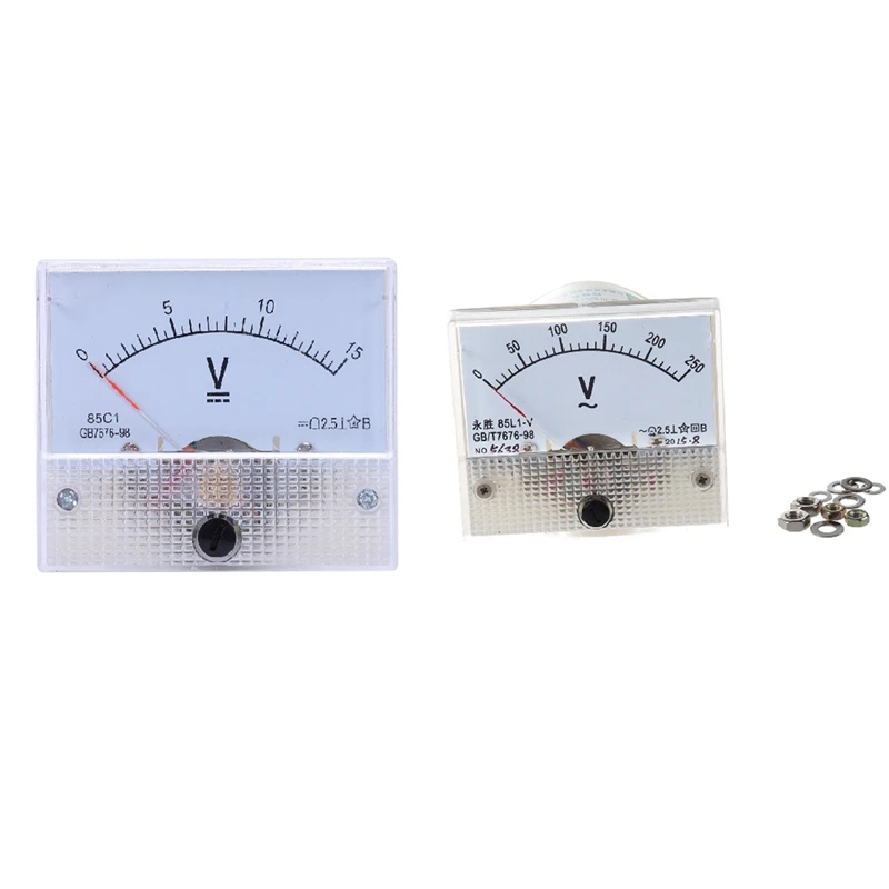 

2PCS 85C1 Fine Tuning Dial Analog Volt Panel Meter Gauge, DC 0-15V & AC 0-250V
