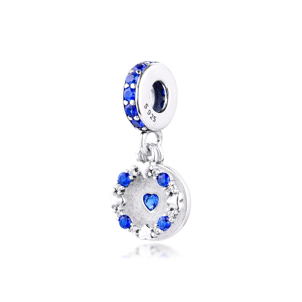 

Sparking Blue Heart Dangle acsesoris for women Sterling Silver Jewelry Fits Original Bracelets Silver Bead For Jewelry Making