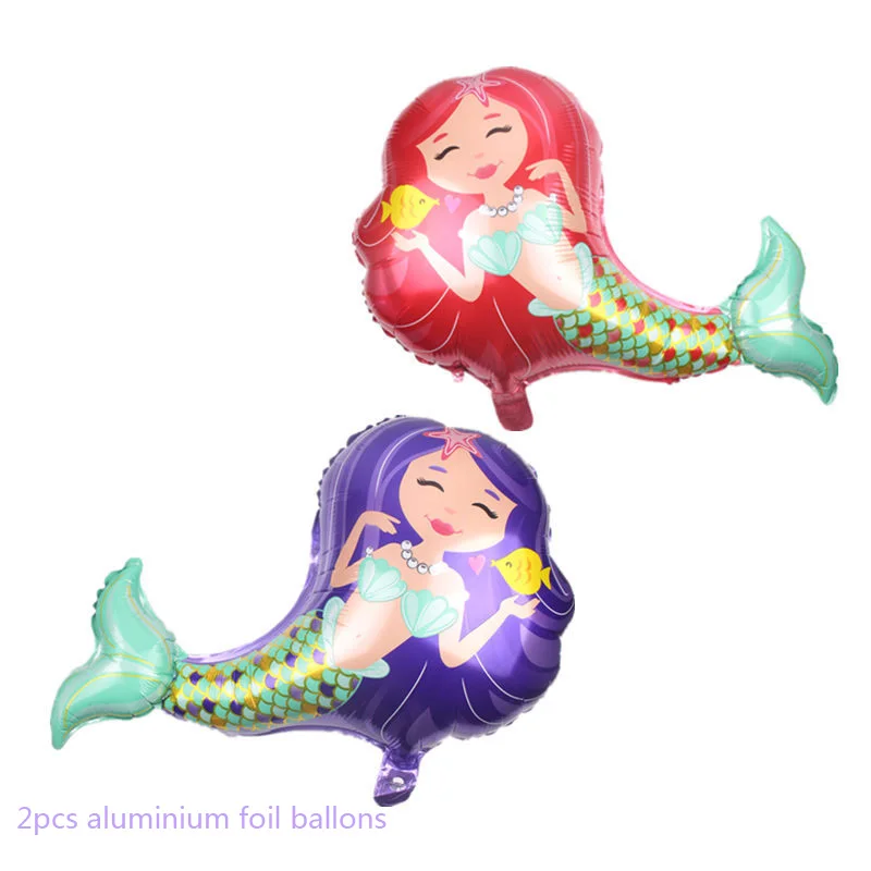 2pcs ballons 3 шт Русалочка хвост бумажный мешок детский душ вечерние экологически чистые крафт бумажный подарочный пакет мешок для русалки тема вечерние поставки - Цвет: 2pcs ballons