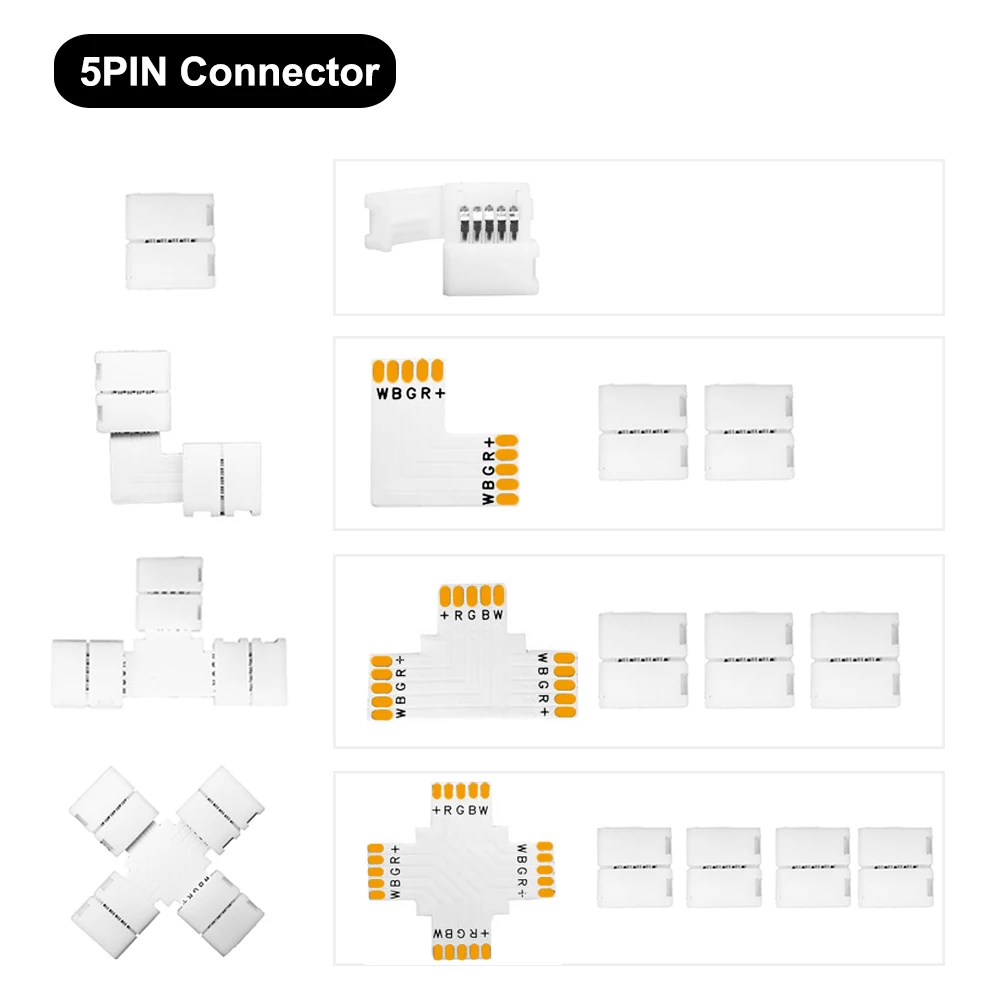 WS2811 WS2812 WS2813 WS2815 SK6812 5050 RGB Светодиодная лента 10 мм ширина 2/3/4/5pin T L X форма без пайки