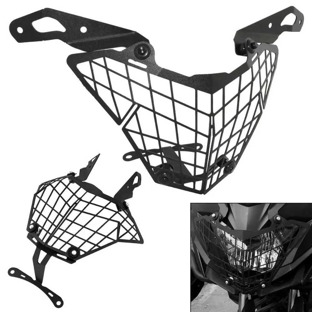 Черная защита для передней фары защитная крышка радиатора KAWASAKI Versys-X 300 KLE X300 Versys