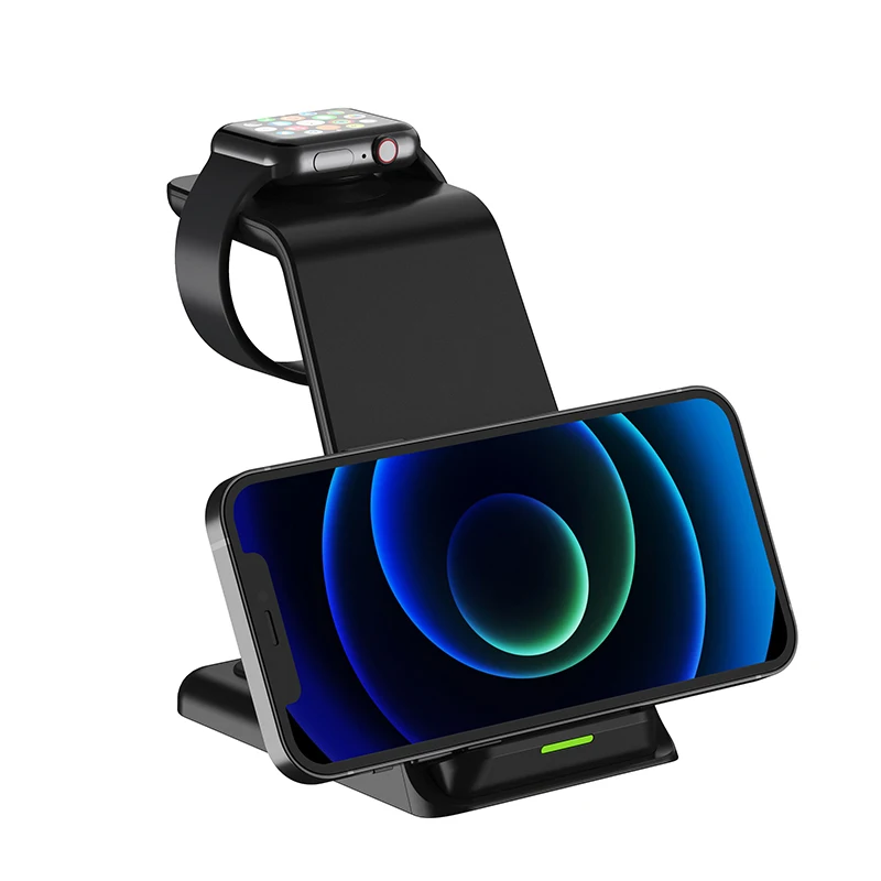 LPXZLY Qi 3 en 1 soporte de cargador sin cables para iPhone13 12/XR/Xs/AirPods3/iWatch5 carga r&aacute;pida de cables para SamsungS20/S10/Watch/Buds-2