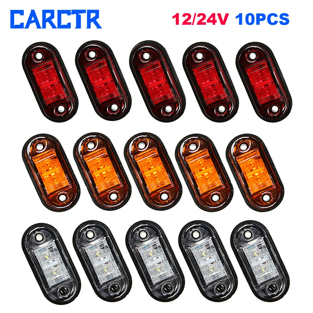 

10Pcs Warning Light LED Diode Light 12V/24V Oval Clearance Trailer Truck Orange White Red LED Side Marker Lamp Truck Accessorie