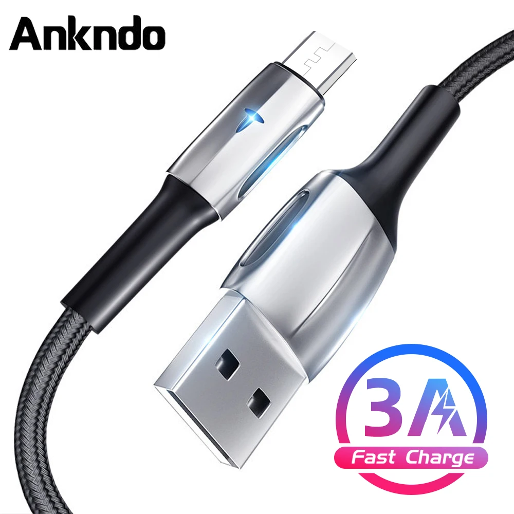 Кабель ANKNDO USB для быстрой зарядки 3 А Тип C Micro зарядный кабель телефонный Samsung OPPO |